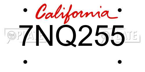 7NQ255 California License Plate