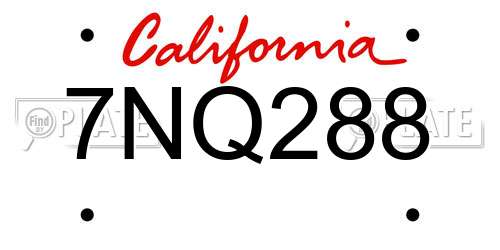 7NQ288 California License Plate