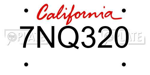 7NQ320 California License Plate