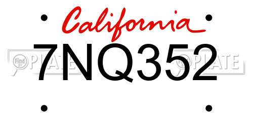 7NQ352 California License Plate