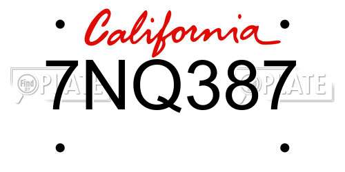 7NQ387 California License Plate