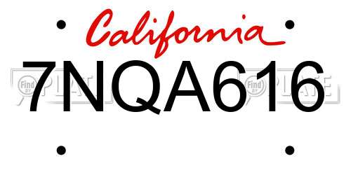 7NQA616 California License Plate