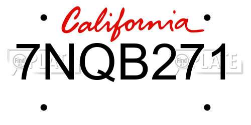 7NQB271 California License Plate