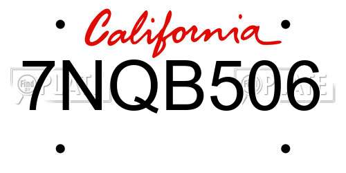 7NQB506 California License Plate