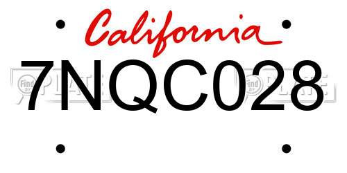 7NQC028 California License Plate