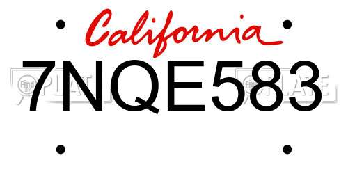 7NQE583 California License Plate