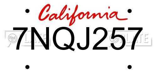 7NQJ257 California License Plate