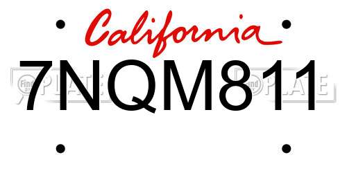 7NQM811 California License Plate