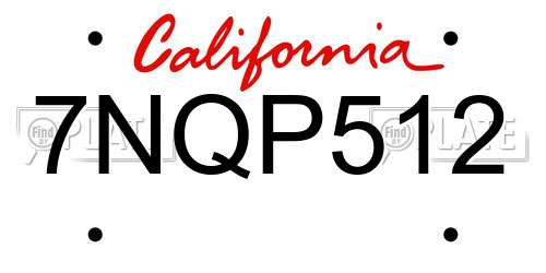 7NQP512 California License Plate