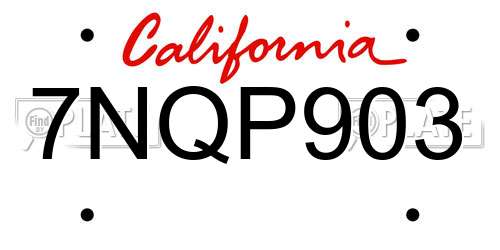 7NQP903 California License Plate