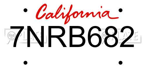 7NRB682 California License Plate
