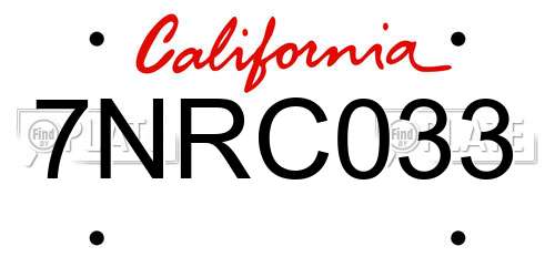7NRC033 California License Plate