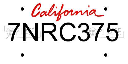 7NRC375 California License Plate