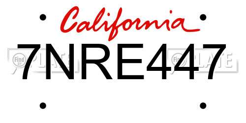 7NRE447 California License Plate