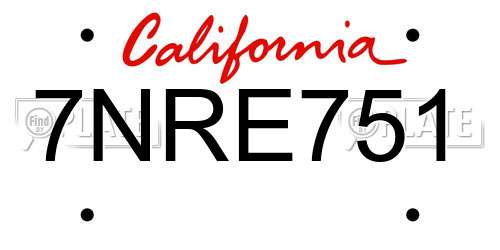 7NRE751 California License Plate