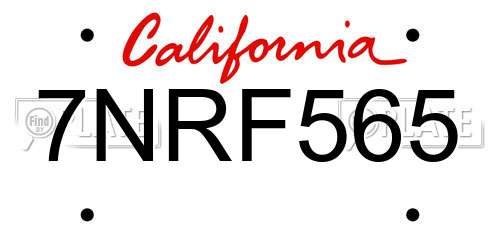 7NRF565 California License Plate