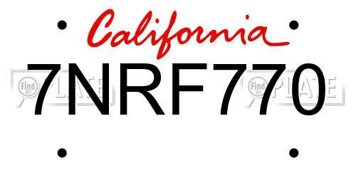 7NRF770 California License Plate