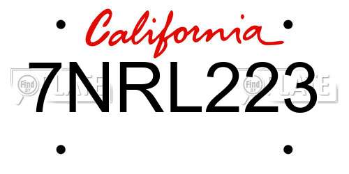 7NRL223 California License Plate