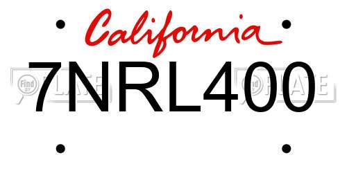 7NRL400 California License Plate
