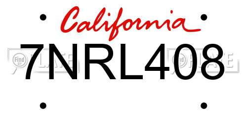 7NRL408 California License Plate