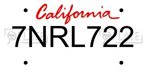 7NRL722 California License Plate