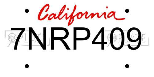 7NRP409 California License Plate