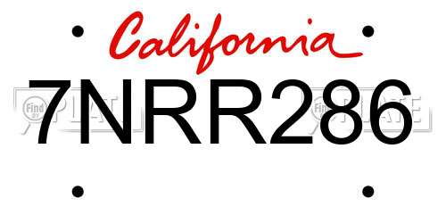 7NRR286 California License Plate
