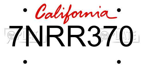 7NRR370 California License Plate