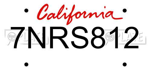 7NRS812 California License Plate