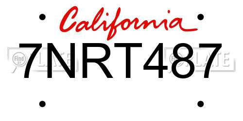 7NRT487 California License Plate