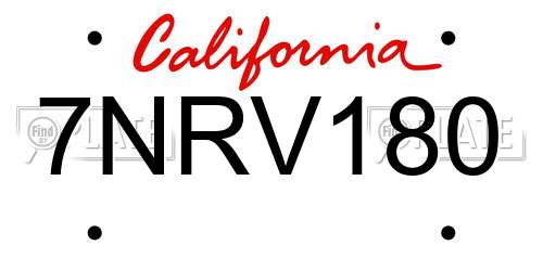 7NRV180 California License Plate