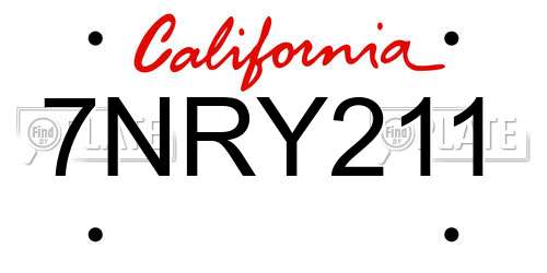 7NRY211 California License Plate