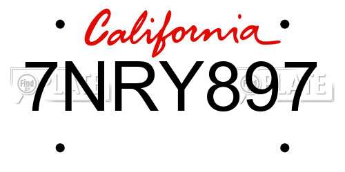 7NRY897 California License Plate