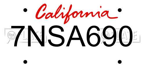 7NSA690 California License Plate