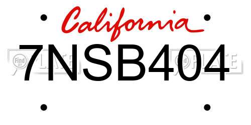 7NSB404 California License Plate