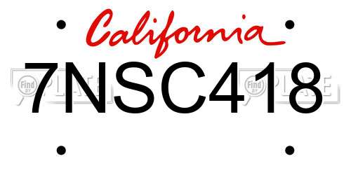 7NSC418 California License Plate