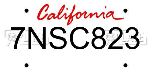7NSC823 California License Plate