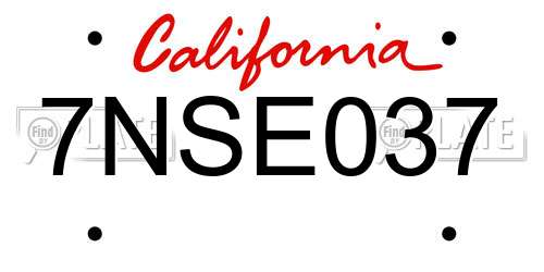 7NSE037 California License Plate