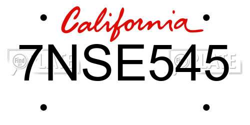 7NSE545 California License Plate