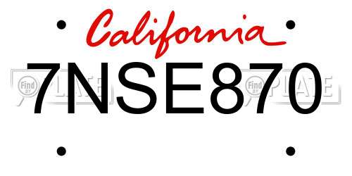 7NSE870 California License Plate