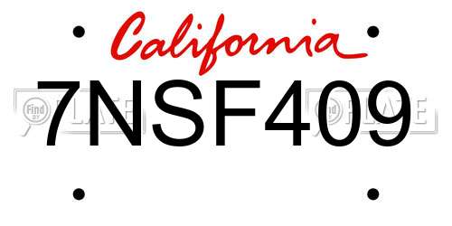 7NSF409 California License Plate