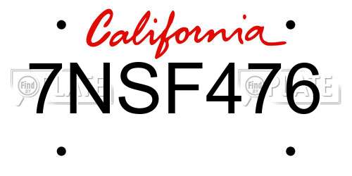 7NSF476 California License Plate