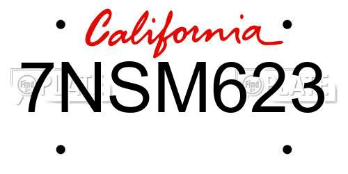 7NSM623 California License Plate
