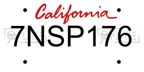 7NSP176 California License Plate