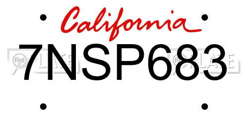 7NSP683 California License Plate