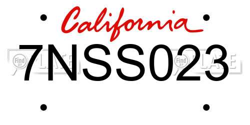7NSS023 California License Plate
