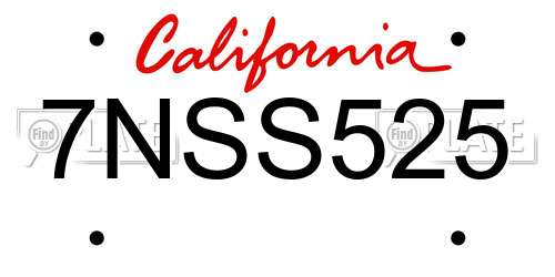 7NSS525 California License Plate
