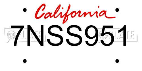 7NSS951 California License Plate