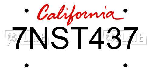 7NST437 California License Plate