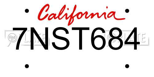 7NST684 California License Plate
